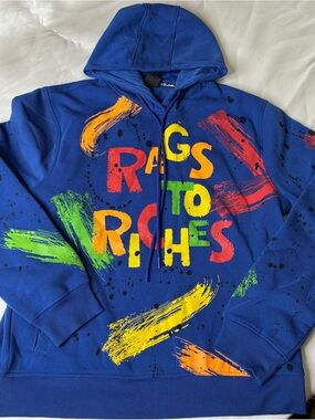 Bold Blue Graphic Crewneck Hoodie - Rags to Riches